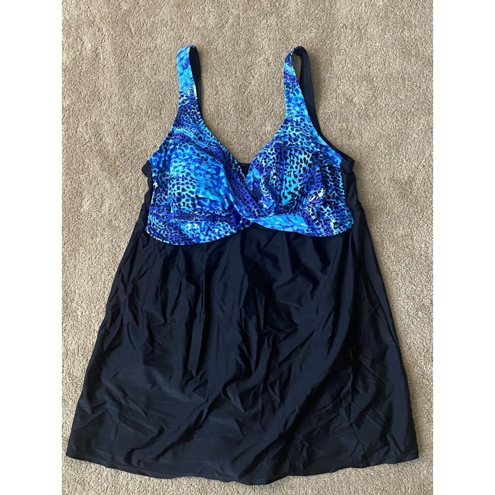 Delta Burke Swimdress Black & Royal Blue Size 18W